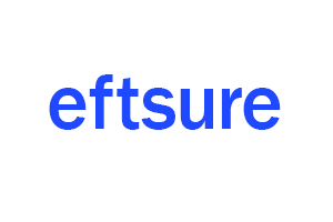 The image displays the word eftsure in bold blue lowercase letters on a plain white background.