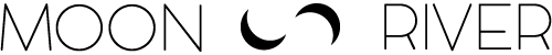 The text MOON RIVER with a crescent moon symbol replacing the O in MOON and the V in RIVER.