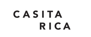 The image shows the words CASITA RICA in bold, black, all-uppercase letters on a white background.