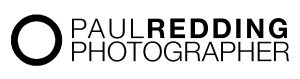 Logo with a black outlined circle on the left, followed by the text PAUL REDDING PHOTOGRAPHER in bold and regular uppercase letters.