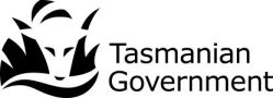 Logo of the Tasmanian Government featuring a stylized Tasmanian devil face in black and white to the left, with the words Tasmanian Government in bold black text to the right.